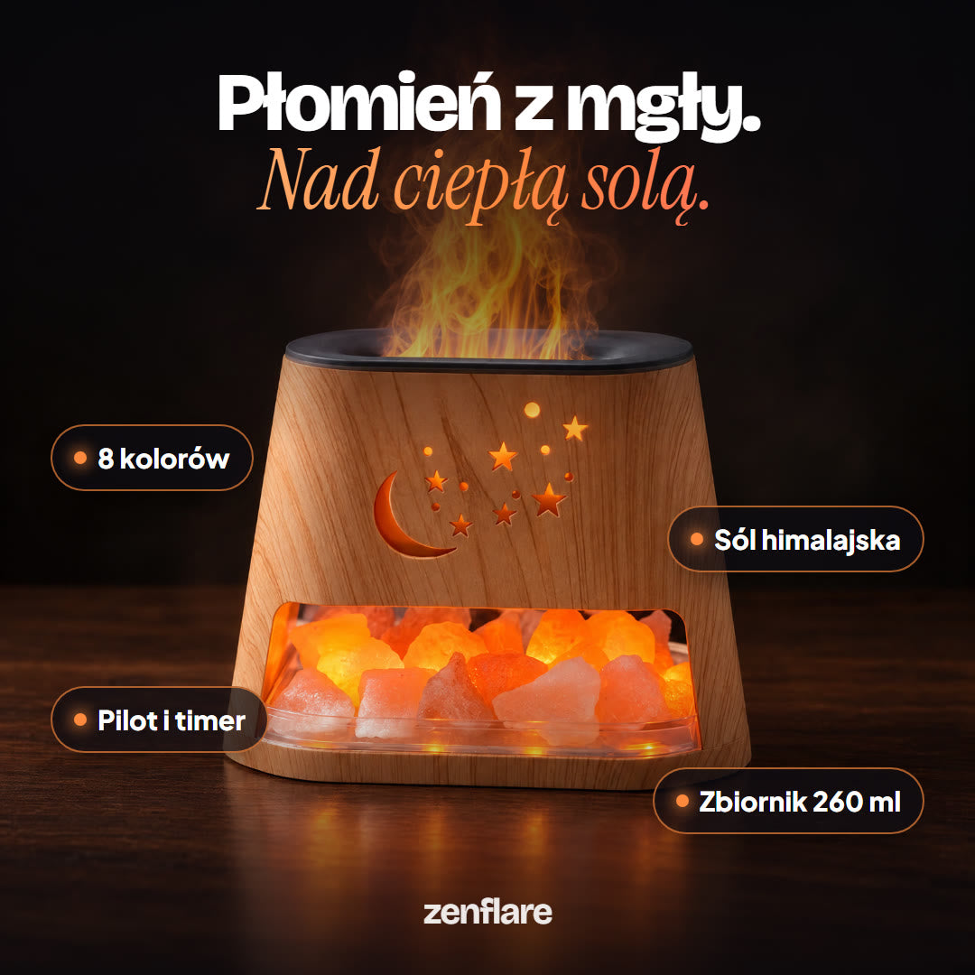 Zenflare Night - dyfuzor z płomieniem i solą himalajską